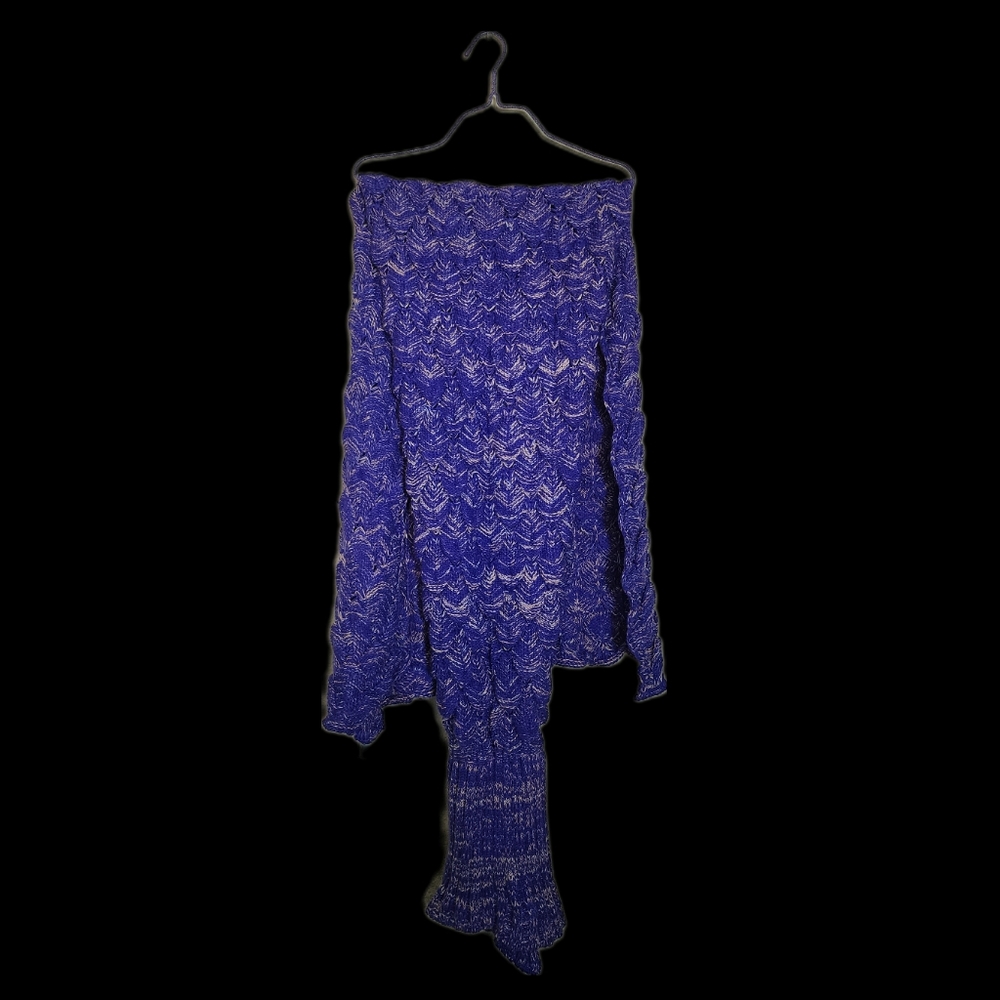LAGHCAT Purple Mermiad Tail Shaped Crochet Blanket
